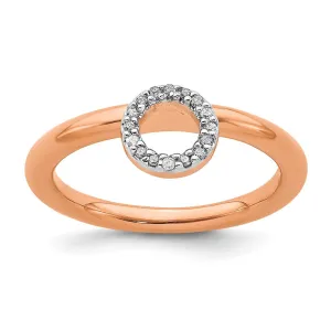 Sterling Silver Stackable Expressions Pink-plated Halo Dia. Ring | QSK1991