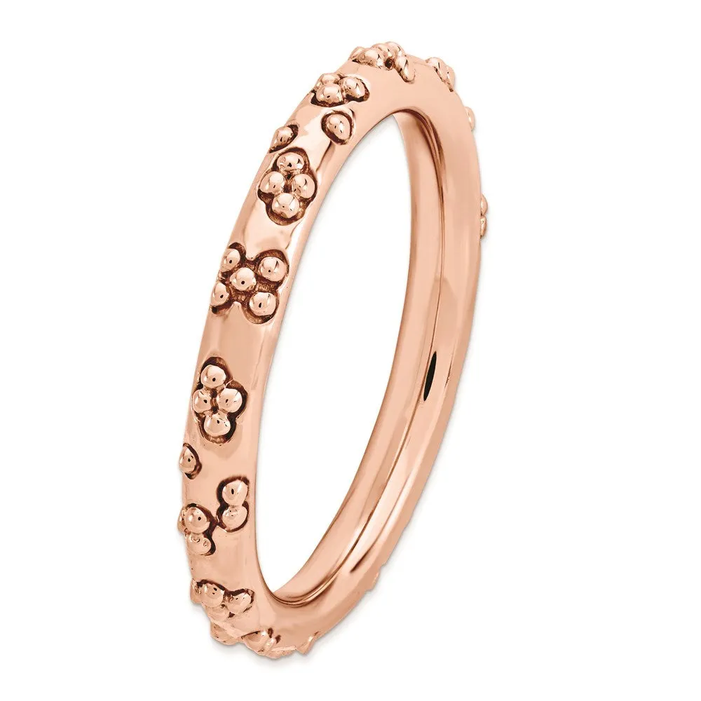 Sterling Silver Stackable Expressions Pink-plated Textured Ring | QSK1617