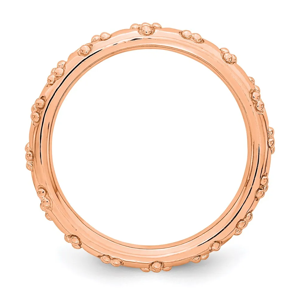 Sterling Silver Stackable Expressions Pink-plated Textured Ring | QSK1617