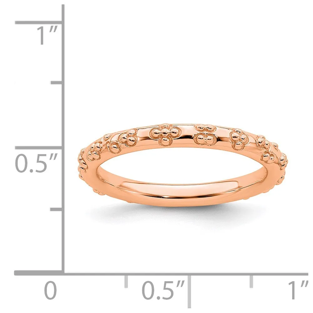 Sterling Silver Stackable Expressions Pink-plated Textured Ring | QSK1617