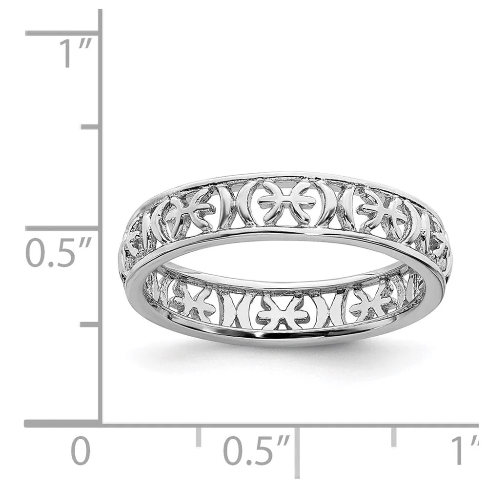 Sterling Silver Stackable Expressions Pisces Zodiac Ring | QSK2023