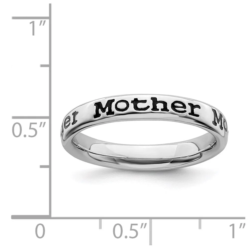 Sterling Silver Stackable Expressions Polished Enameled Mother Ring | QSK994