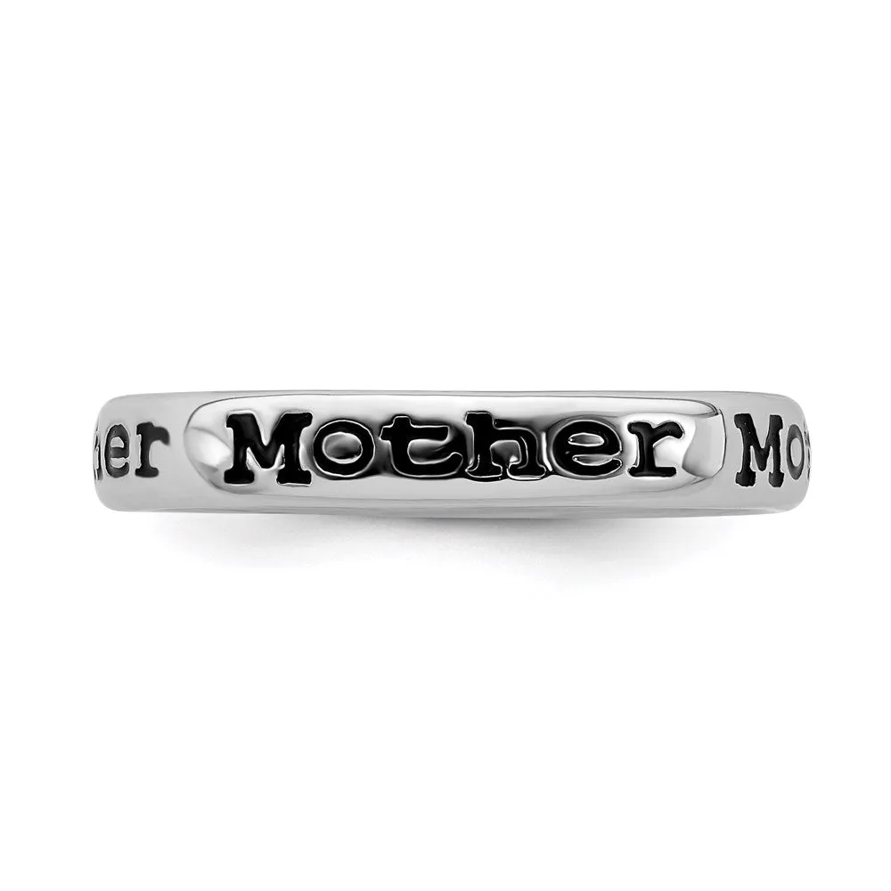 Sterling Silver Stackable Expressions Polished Enameled Mother Ring | QSK994