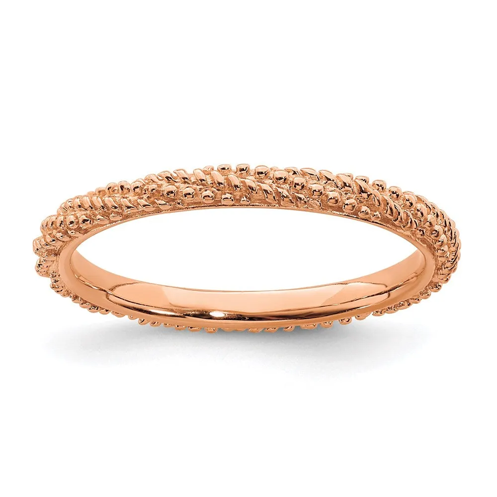 Sterling Silver Stackable Expressions Polished Rose Gold-plated Ring | QSK1839