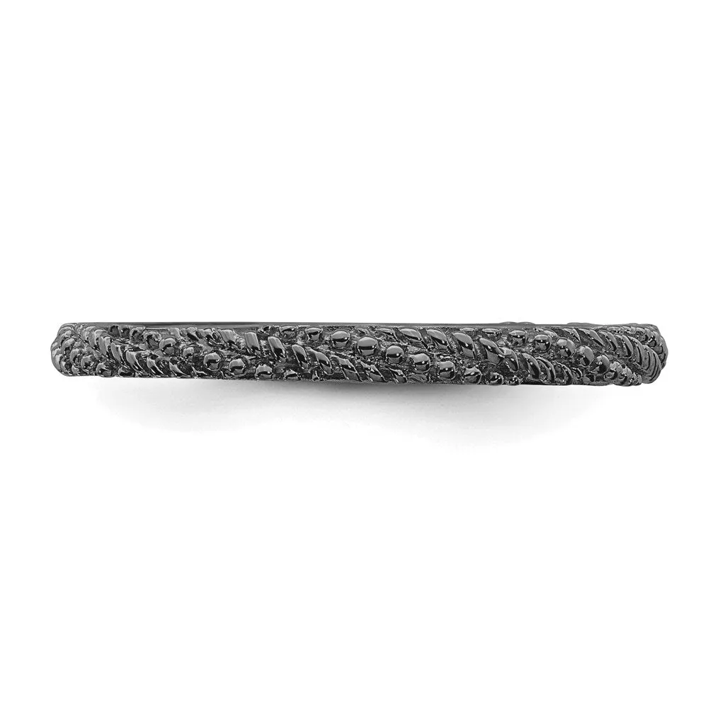 Sterling Silver Stackable Expressions Polished Ruthenium Plated Ring | QSK1838