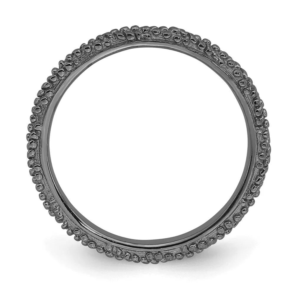 Sterling Silver Stackable Expressions Polished Ruthenium Plated Ring | QSK1838