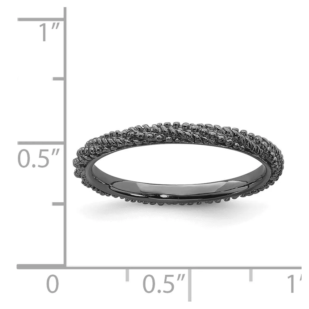 Sterling Silver Stackable Expressions Polished Ruthenium Plated Ring | QSK1838