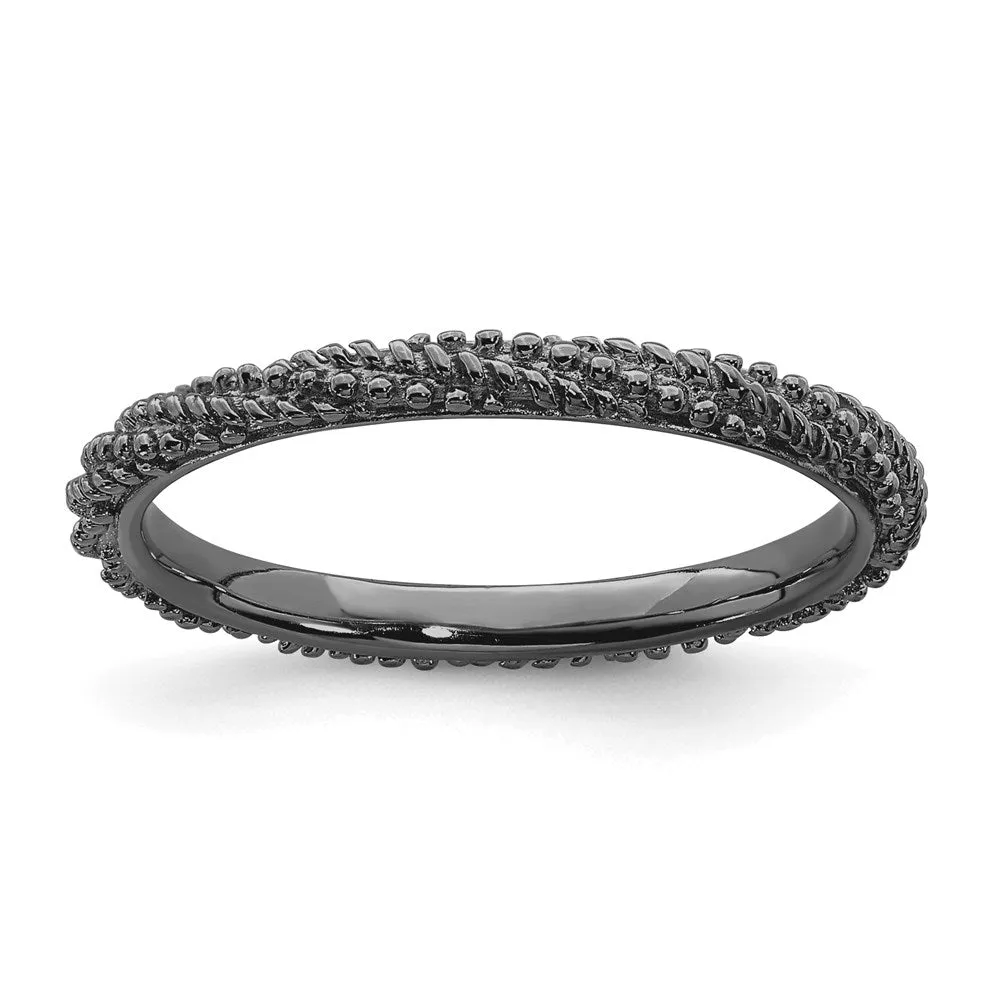 Sterling Silver Stackable Expressions Polished Ruthenium Plated Ring | QSK1838
