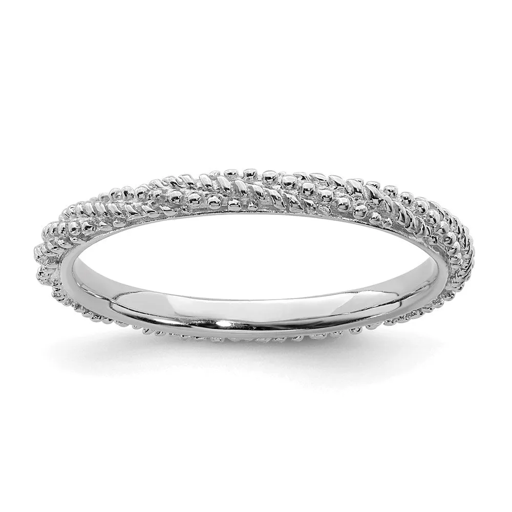 Sterling Silver Stackable Expressions Polished Textured Ring | QSK1841