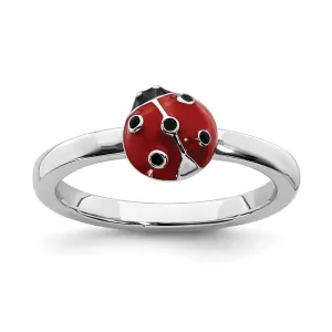 Sterling Silver Stackable Expressions Red & Black Enamel Ring | QSK1541