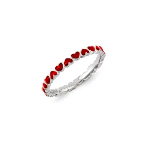Sterling Silver Stackable Expressions Red Enameled Ring | QSK1143