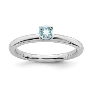 Sterling Silver Stackable Expressions Rhodium Aquamarine Ring | QSK190