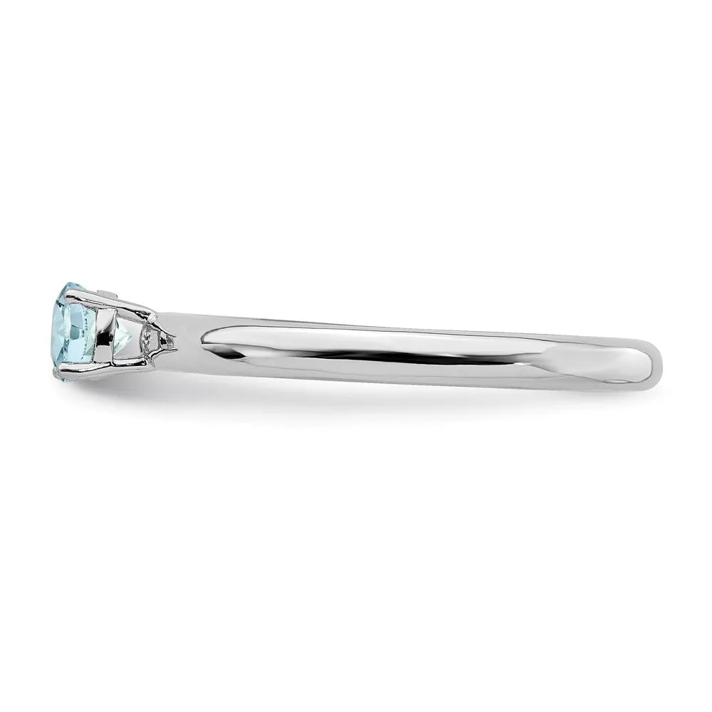 Sterling Silver Stackable Expressions Rhodium Aquamarine Ring | QSK190