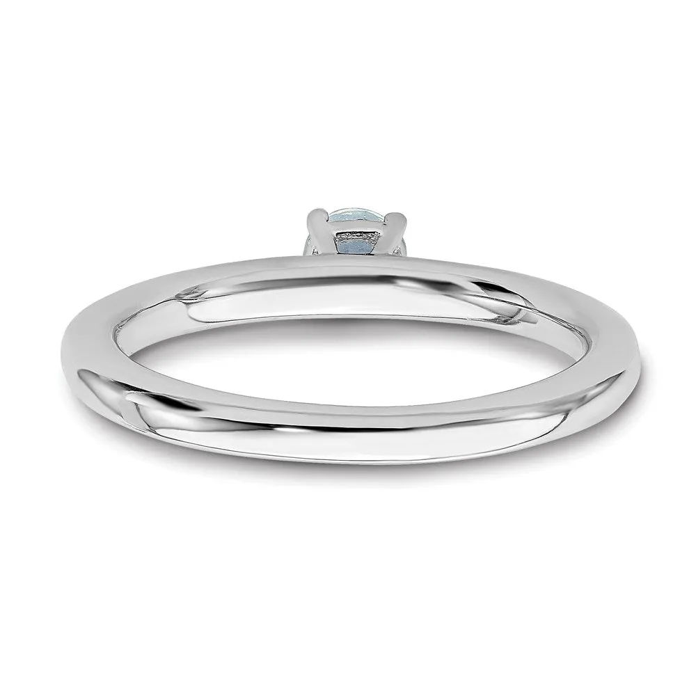 Sterling Silver Stackable Expressions Rhodium Aquamarine Ring | QSK190