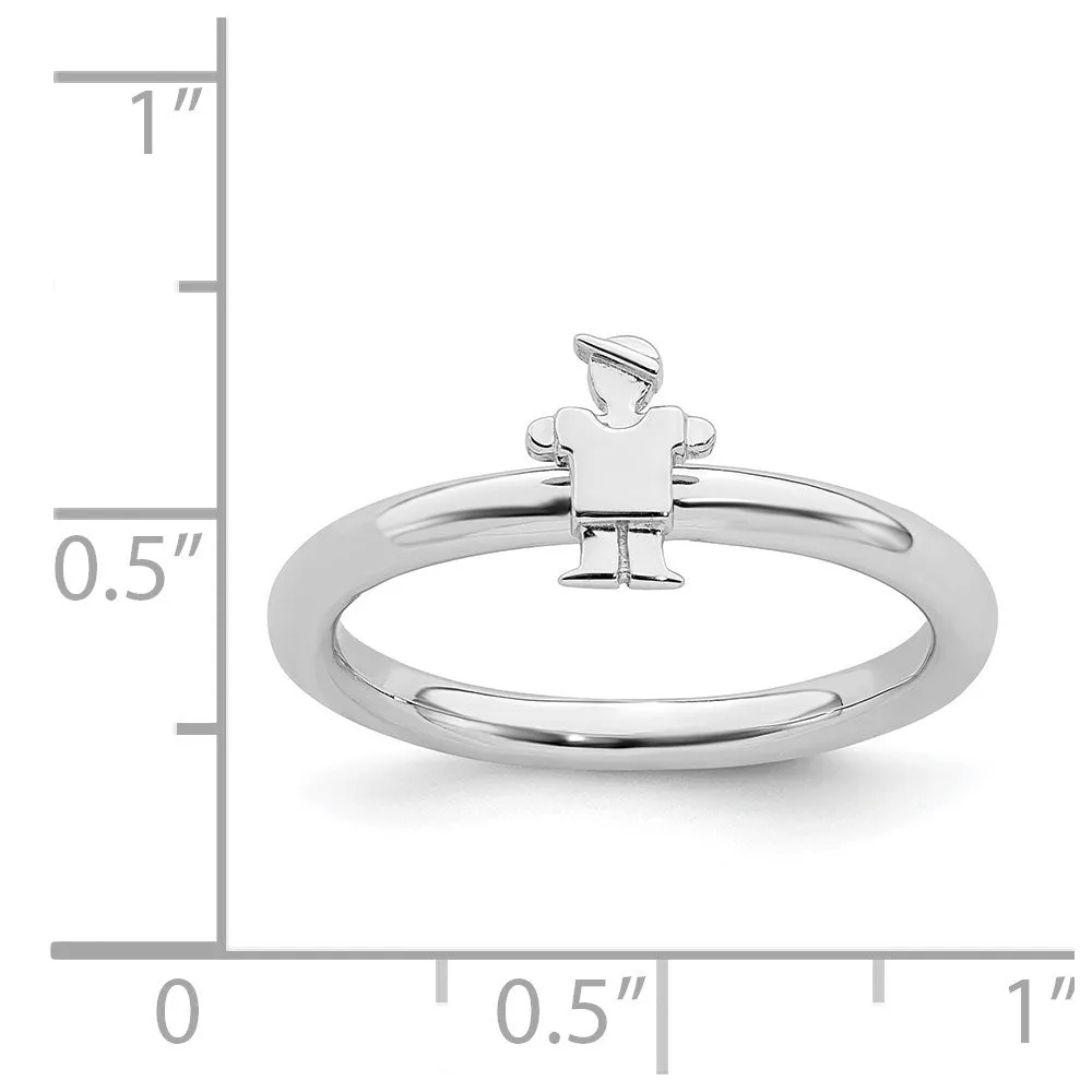 Sterling Silver Stackable Expressions Rhodium Boy Ring | QSK1935