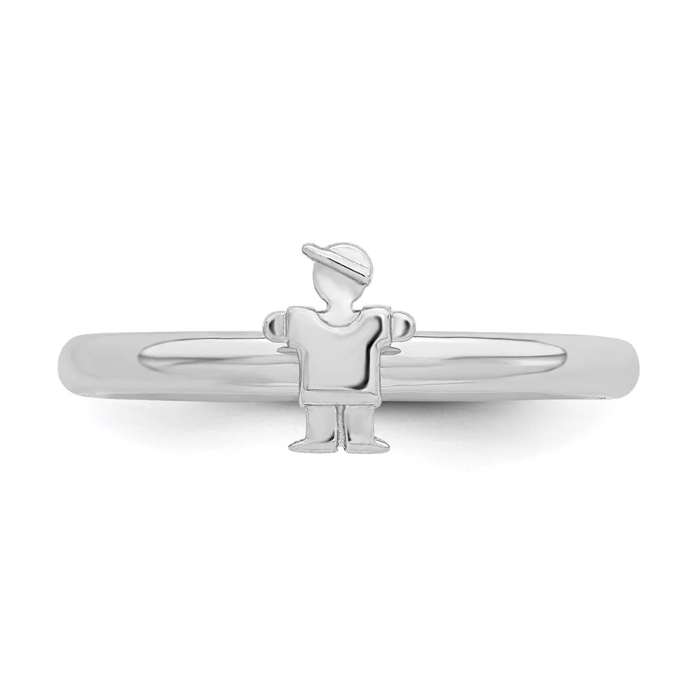 Sterling Silver Stackable Expressions Rhodium Boy Ring | QSK1935