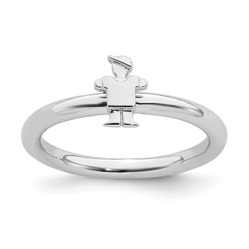 Sterling Silver Stackable Expressions Rhodium Boy Ring | QSK1935