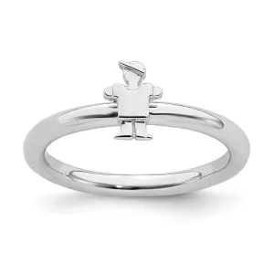 Sterling Silver Stackable Expressions Rhodium Boy Ring | QSK1935