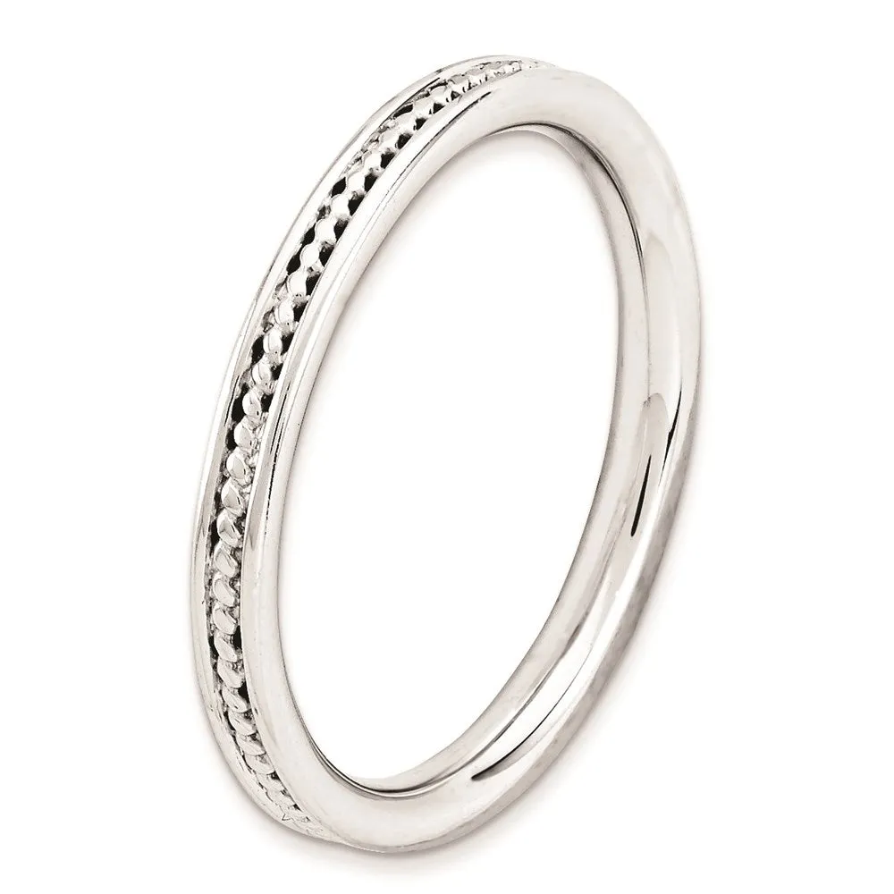Sterling Silver Stackable Expressions Rhodium Channeled Ring | QSK1619