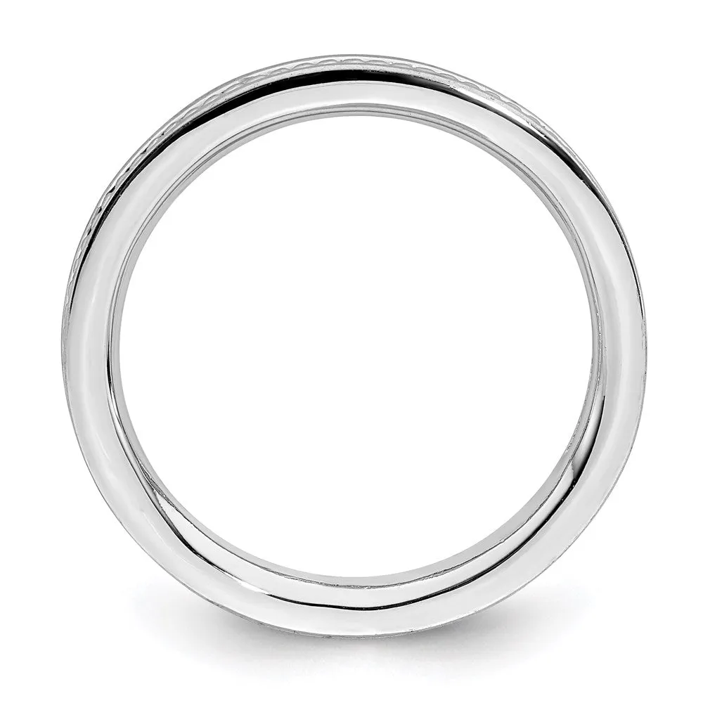 Sterling Silver Stackable Expressions Rhodium Channeled Ring | QSK1619