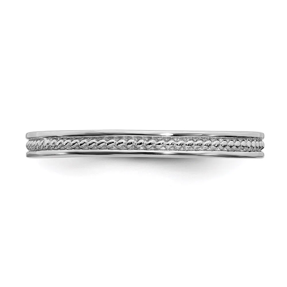 Sterling Silver Stackable Expressions Rhodium Channeled Ring | QSK1619