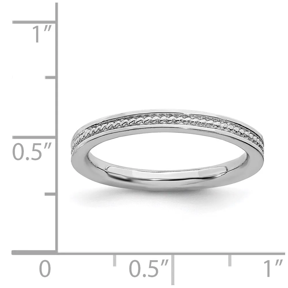 Sterling Silver Stackable Expressions Rhodium Channeled Ring | QSK1619