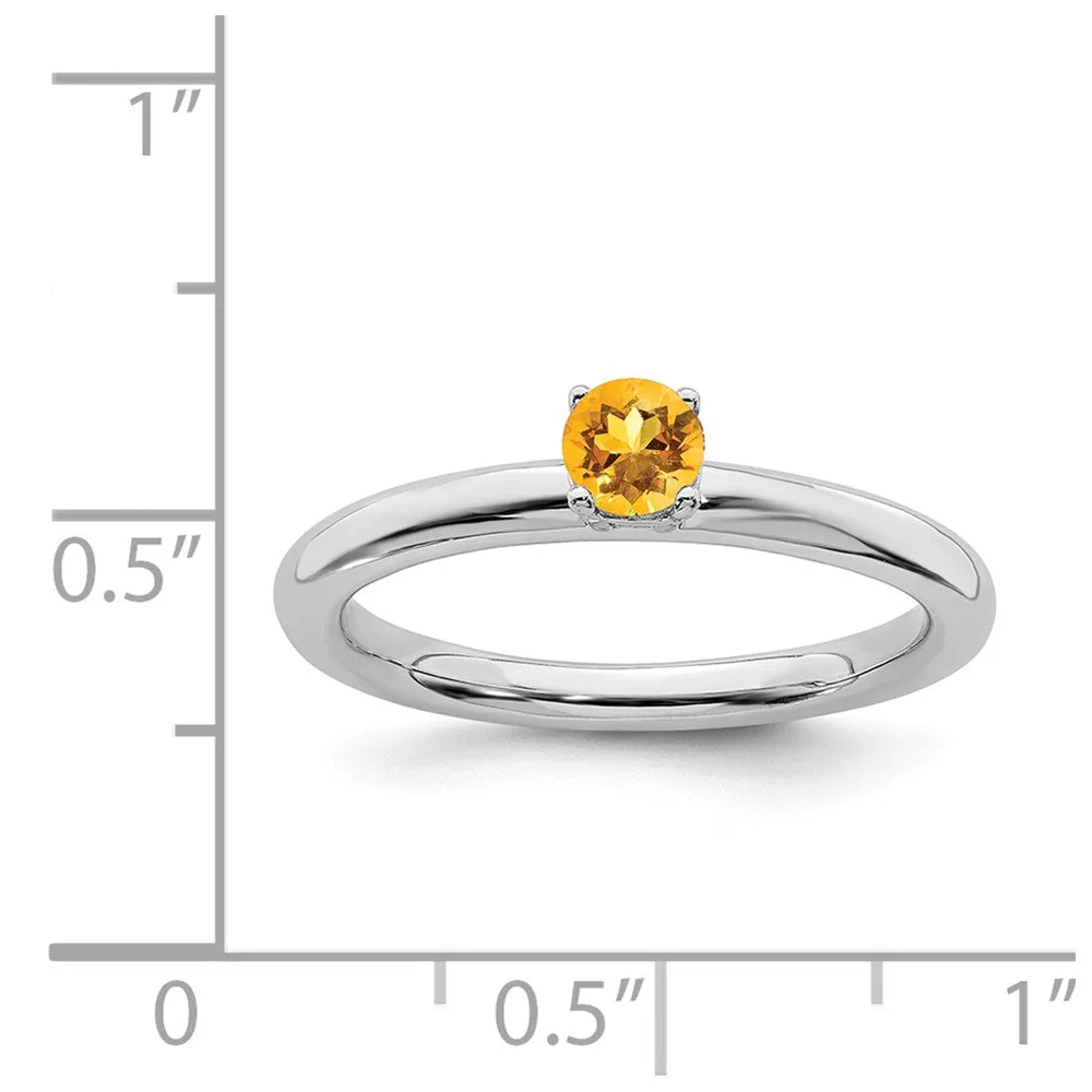 Sterling Silver Stackable Expressions Rhodium Citrine Ring | QSK1909
