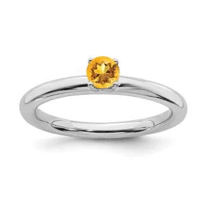 Sterling Silver Stackable Expressions Rhodium Citrine Ring | QSK1909