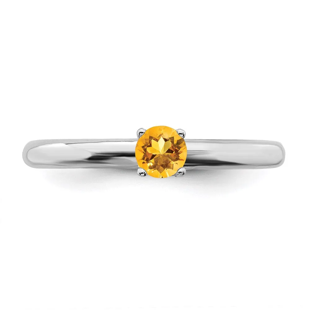 Sterling Silver Stackable Expressions Rhodium Citrine Ring | QSK1909