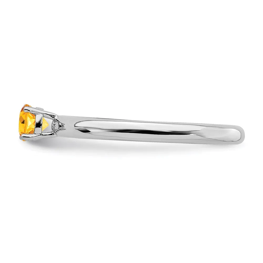Sterling Silver Stackable Expressions Rhodium Citrine Ring | QSK1909