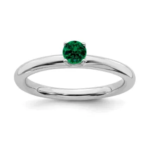 Sterling Silver Stackable Expressions Rhodium Cr. Emerald Ring | QSK1903