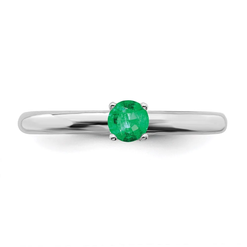 Sterling Silver Stackable Expressions Rhodium Cr. Emerald Ring | QSK1903