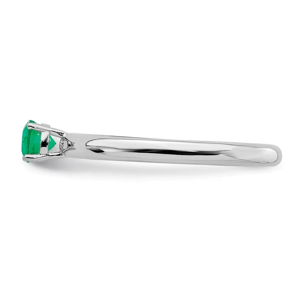 Sterling Silver Stackable Expressions Rhodium Cr. Emerald Ring | QSK1903