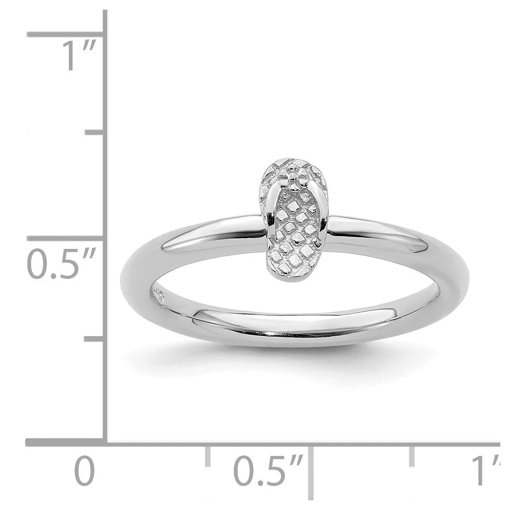 Sterling Silver Stackable Expressions Rhodium Flip Flop Ring | QSK1969