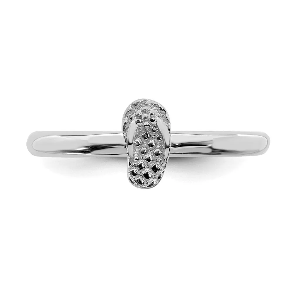 Sterling Silver Stackable Expressions Rhodium Flip Flop Ring | QSK1969