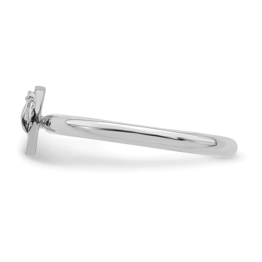 Sterling Silver Stackable Expressions Rhodium Flip Flop Ring | QSK1969