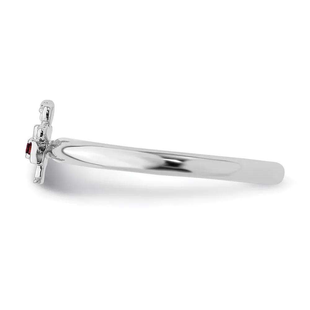 Sterling Silver Stackable Expressions Rhodium Garnet Girl Ring | QSK1923