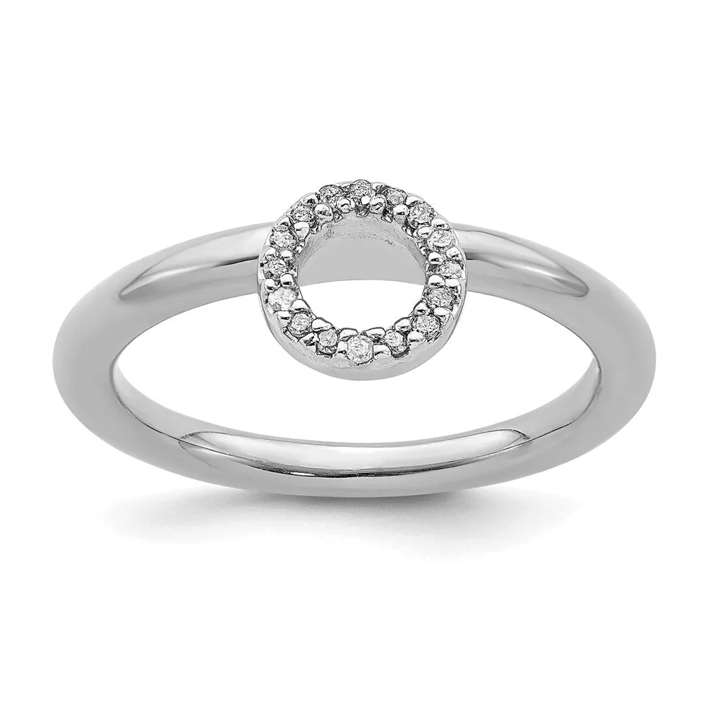 Sterling Silver Stackable Expressions Rhodium Halo Diamond Ring | QSK1994