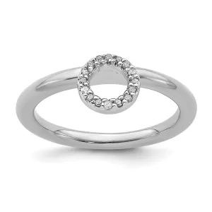 Sterling Silver Stackable Expressions Rhodium Halo Diamond Ring | QSK1994