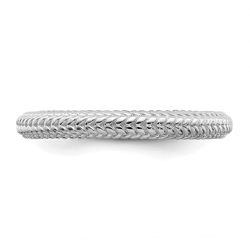 Sterling Silver Stackable Expressions Rhodium-plated Domed Ring | QSK882