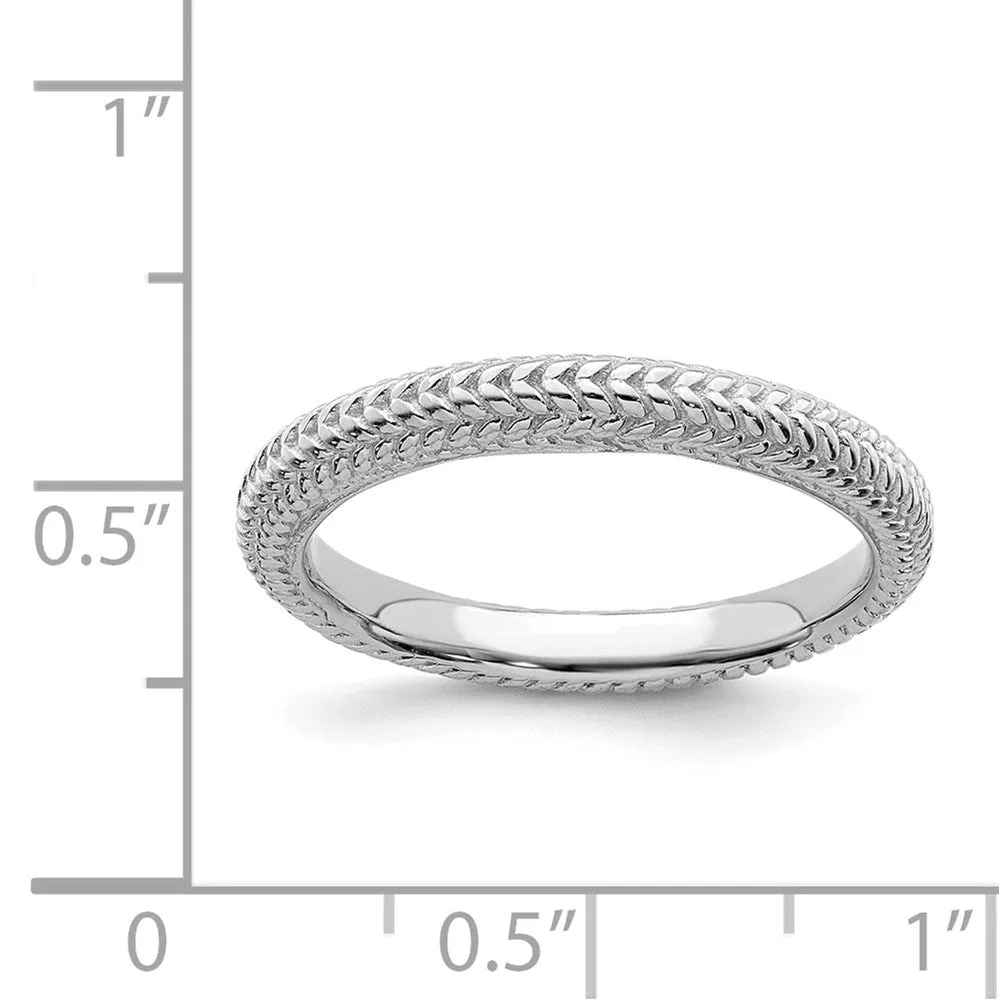 Sterling Silver Stackable Expressions Rhodium-plated Domed Ring | QSK882