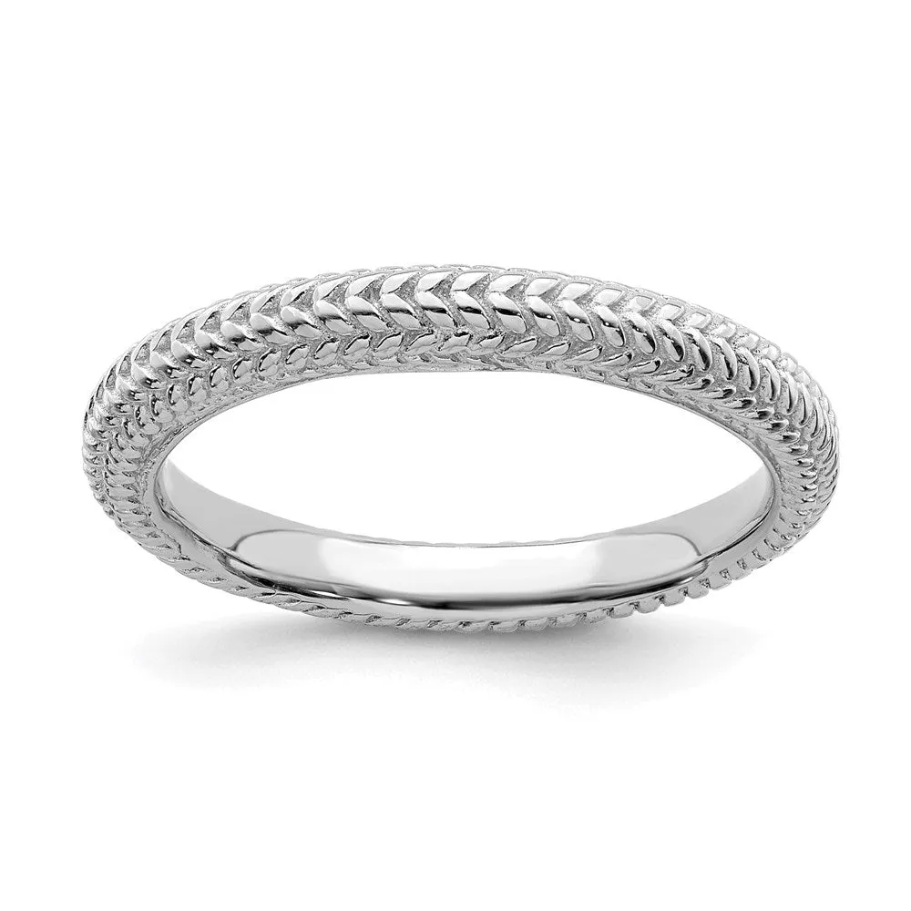 Sterling Silver Stackable Expressions Rhodium-plated Domed Ring | QSK882