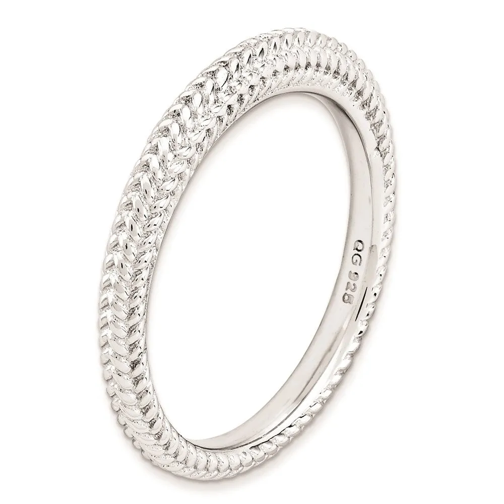 Sterling Silver Stackable Expressions Rhodium-plated Domed Ring | QSK882