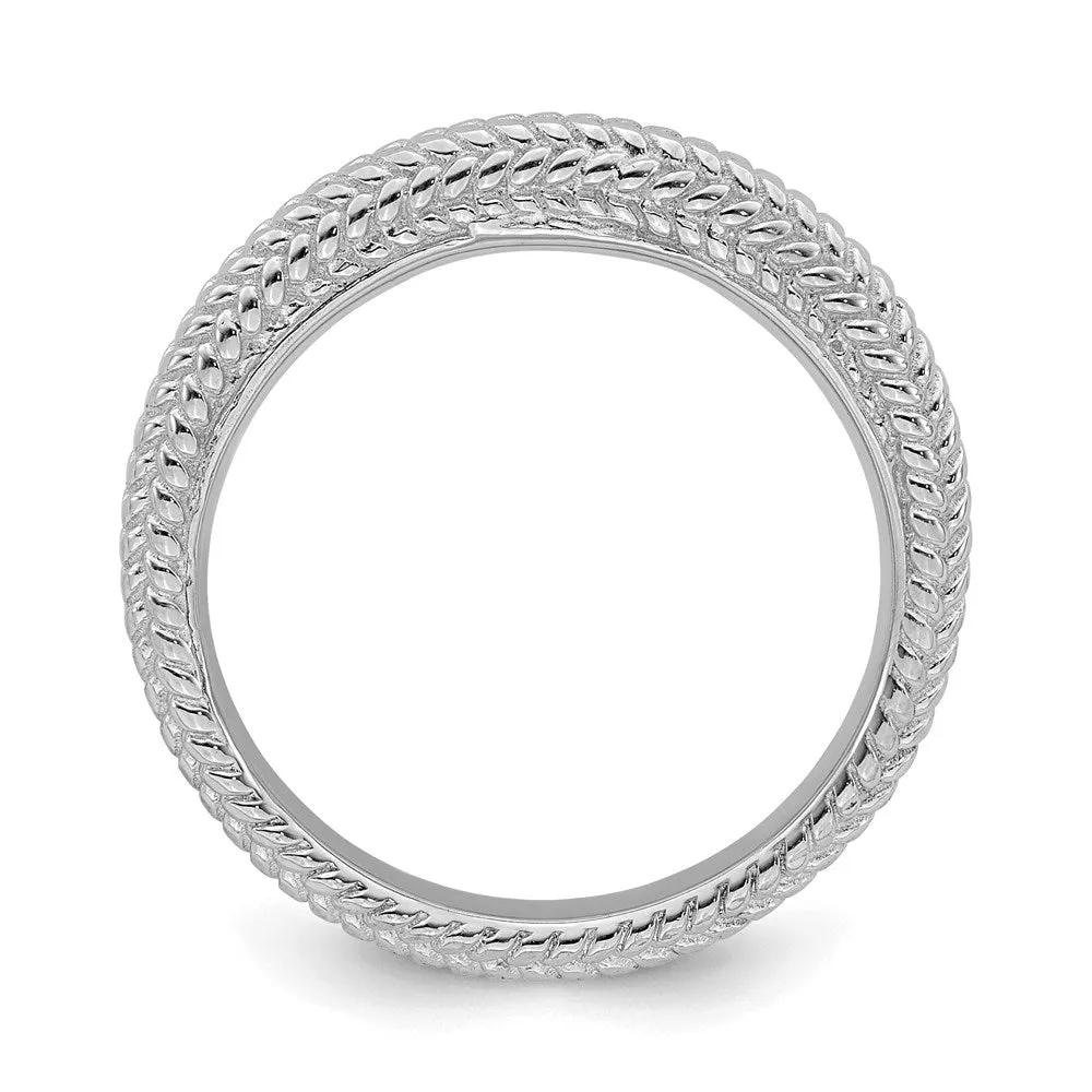 Sterling Silver Stackable Expressions Rhodium-plated Domed Ring | QSK882