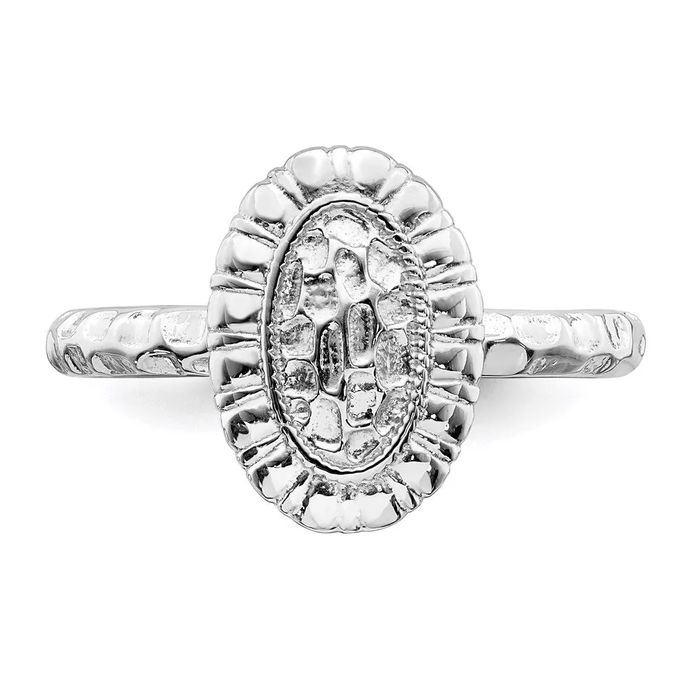 Sterling Silver Stackable Expressions Rhodium-plated Oval Ring | QSK1606