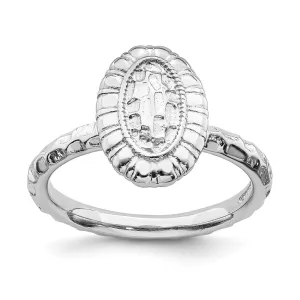 Sterling Silver Stackable Expressions Rhodium-plated Oval Ring | QSK1606