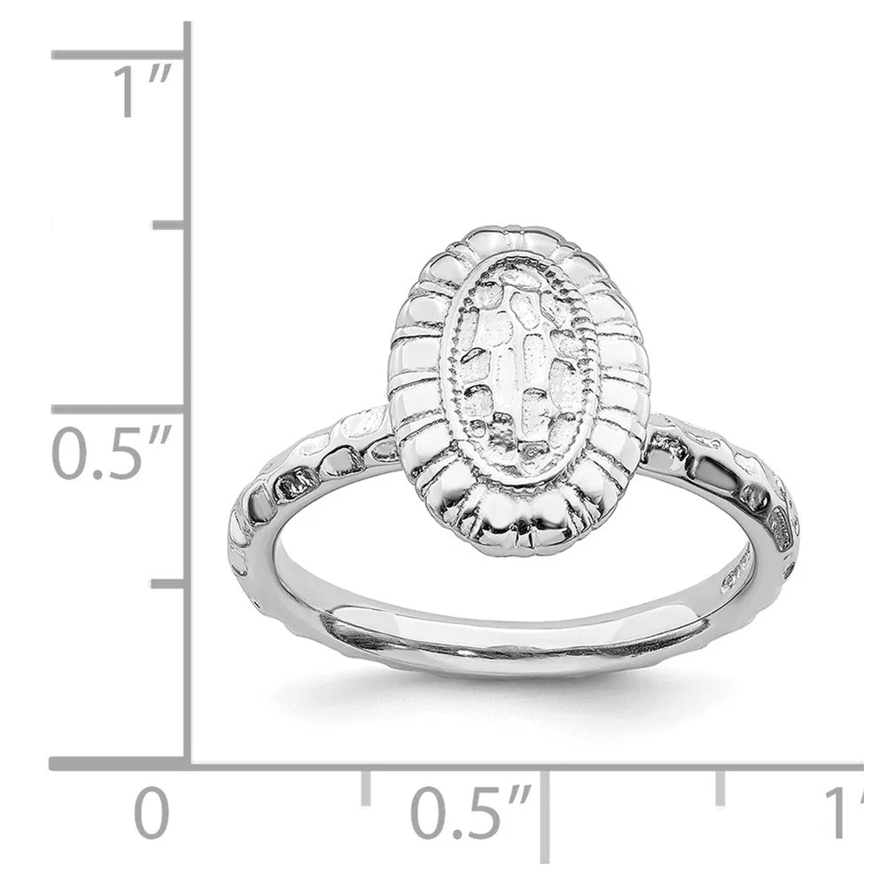 Sterling Silver Stackable Expressions Rhodium-plated Oval Ring | QSK1606