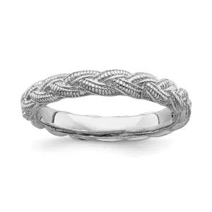 Sterling Silver Stackable Expressions Rhodium-plated Twist Ring | QSK1559