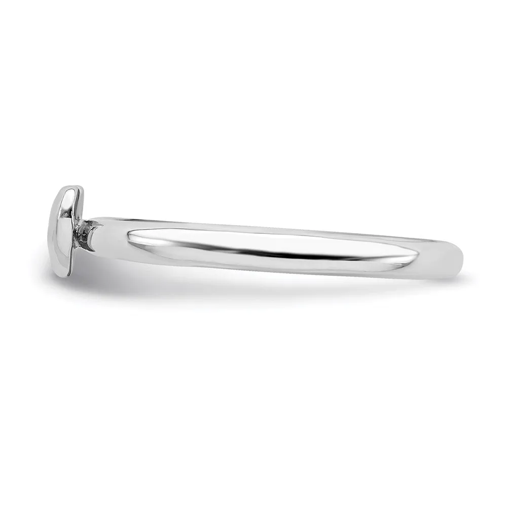 Sterling Silver Stackable Expressions Rhodium Puffed Heart Ring | QSK1989