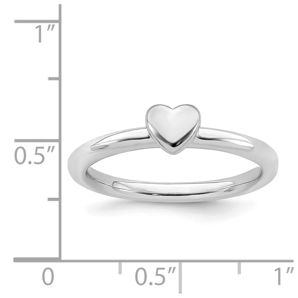 Sterling Silver Stackable Expressions Rhodium Puffed Heart Ring | QSK1989